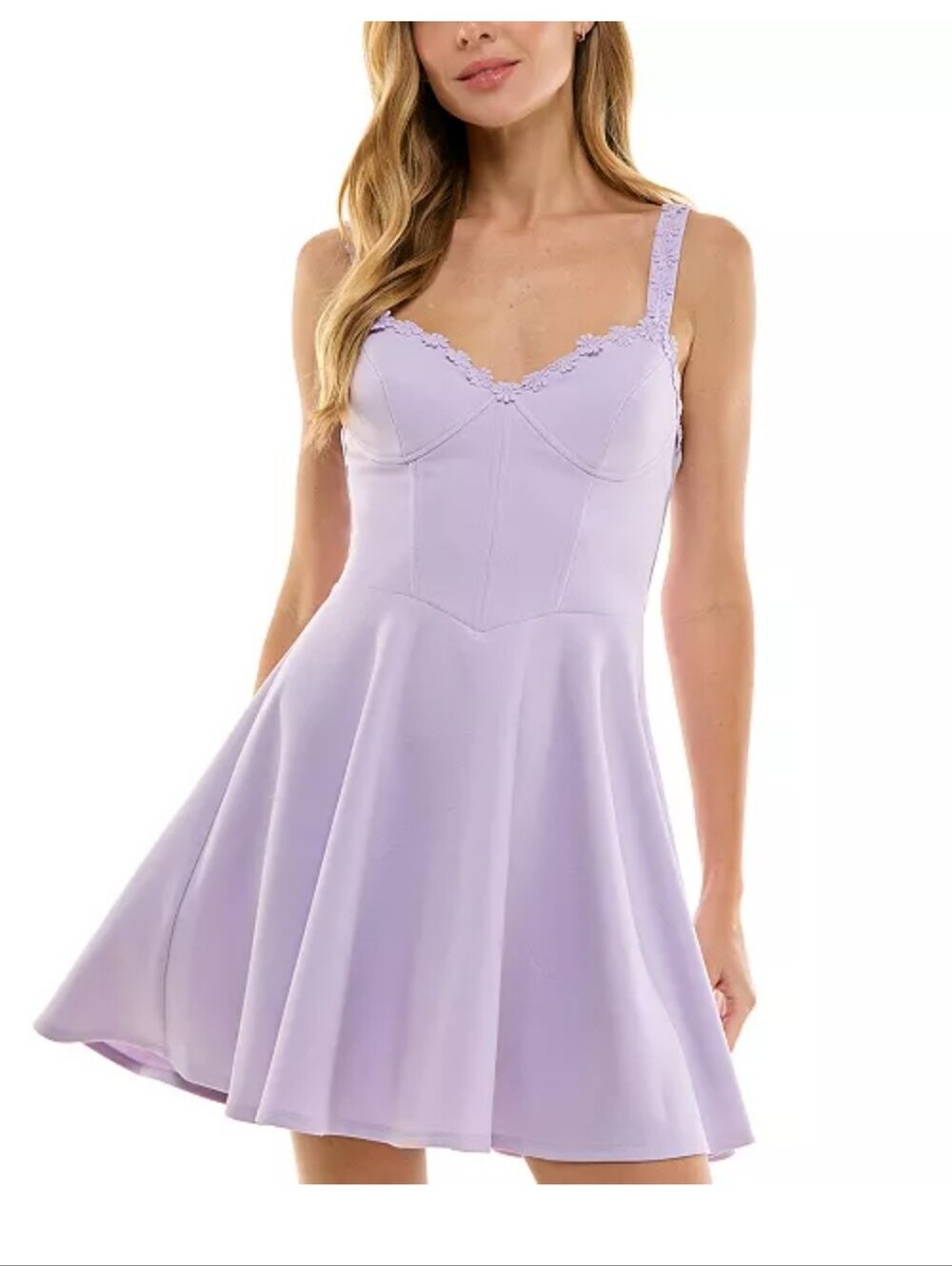 NWT City Studios Lavender Fit & Flare Mini Dress 17/18 Lace Trim Homecoming NWT